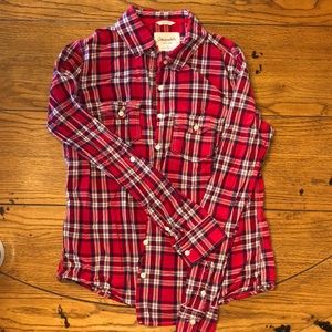 Red/white/navy thin women’s flannel